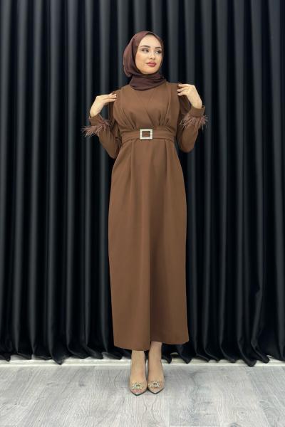 KEVSER ELBİSE Kahverengi