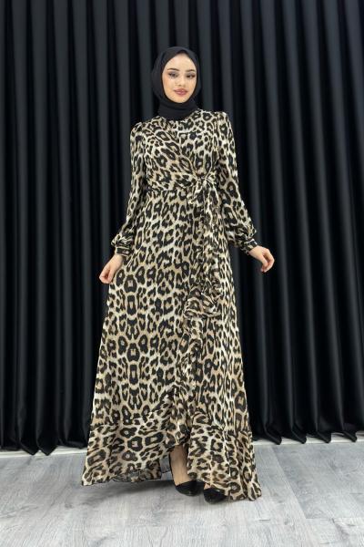 NİLAY LEOPAR ŞİFON Vizon Siyah