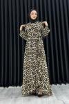 NİLAY LEOPAR ŞİFON Vizon Siyah