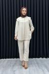 Belma pantolonlu takım Taş Rengi