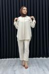 Belma pantolonlu takım Taş Rengi