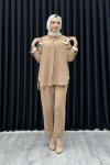 Belma pantolonlu takım Camel