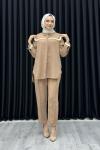 Belma pantolonlu takım Camel