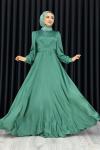 Ece Çapraz Saten Tesettür Abiye Mint Yeşili