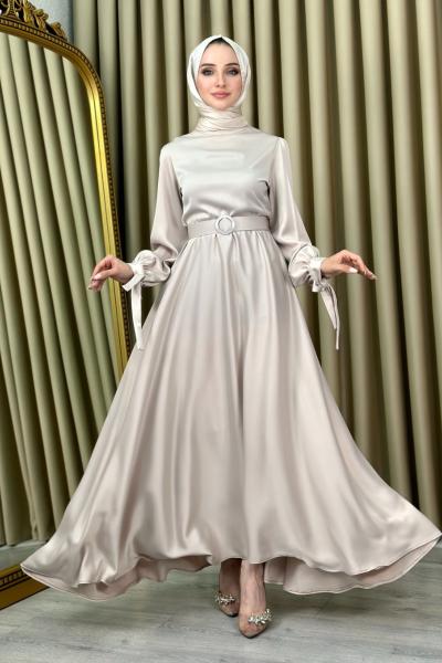 Sevgi Abiye Tesettür Taş Rengi