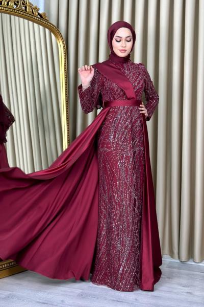 Şirin Abiye Tesettür Bordo