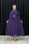 Betül Şifon Elbise Tesettür Mor