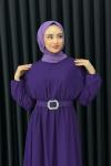 Betül Şifon Elbise Tesettür Mor