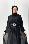 Betül Şifon Elbise Tesettür Siyah