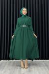 Betül Şifon Elbise Tesettür Zümrüt