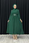 Betül Şifon Elbise Tesettür Zümrüt