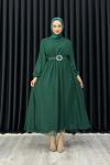 Betül Şifon Elbise Tesettür Zümrüt