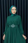 Betül Şifon Elbise Tesettür Zümrüt