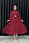 Betül Şifon Elbise Tesettür Bordo