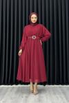 Betül Şifon Elbise Tesettür Bordo