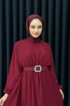 Betül Şifon Elbise Tesettür Bordo