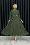 Betül Şifon Elbise Tesettür Haki