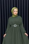 Betül Şifon Elbise Tesettür Haki