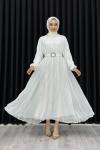 Betül Şifon Elbise Tesettür Beyaz