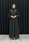 Funda Önü Taşlı Şifon Abiye Tesettür Siyah
