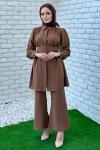 Gönül Pantolonlu Takım Tesettür Kahverengi