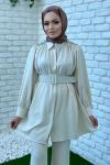Gönül Pantolonlu Takım Tesettür Taş Rengi