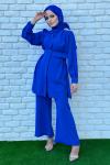 Gönül Pantolonlu Takım Tesettür Saks Mavisi