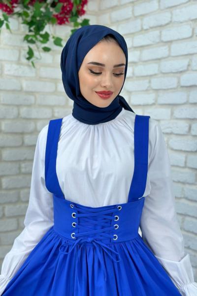 Selda Bağcıklı Jile Tesettür Saks Mavisi