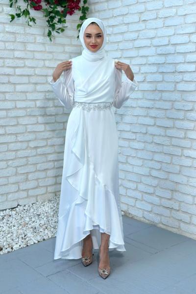 Seyran Abiye Tesettür Beyaz