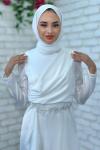 Seyran Abiye Tesettür Beyaz