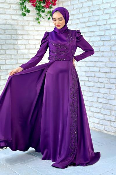 Rose Abiye Tesettür Mürdüm