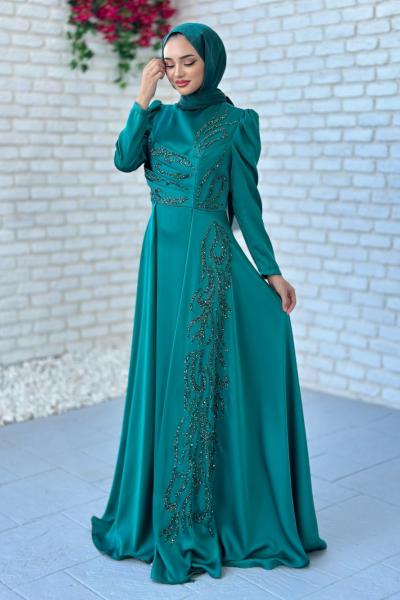 Rose Abiye Tesettür Zümrüt