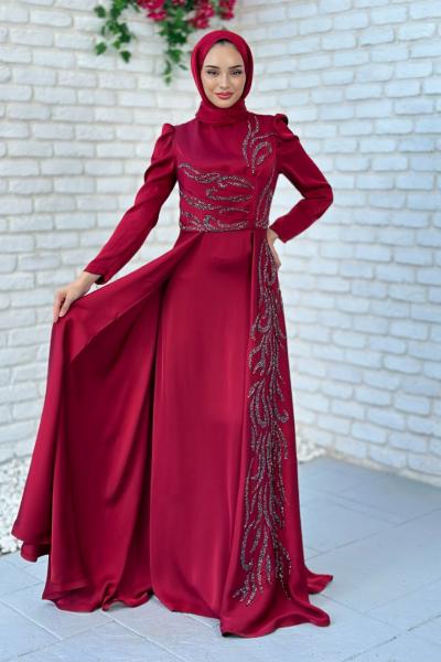 Rose Abiye Tesettür Bordo