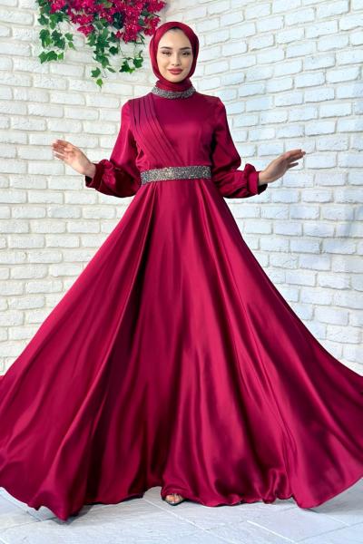 Alis Abiye Tesettür Bordo