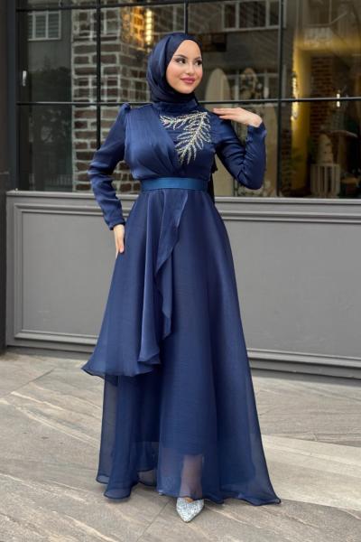 Annabel Tesettür Abiye Lacivert