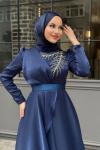 Annabel Tesettür Abiye Lacivert