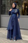 Annabel Tesettür Abiye Lacivert