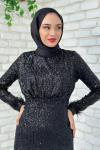 Mila Abiye Tesettür Siyah