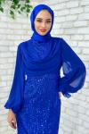 Lara Abiye Tesettür Saks Mavisi