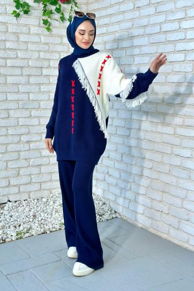 Zeren Triko Takım Tesettür Lacivert