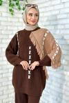 Zeren Triko Takım Tesettür Kahverengi