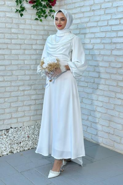 Yaren Abiye Tesettür Beyaz
