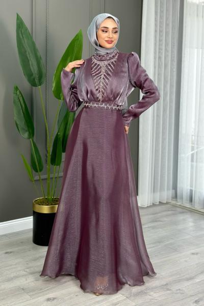 Bağde Abiye Tesettür Lila
