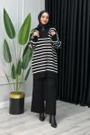 Çiğdem Çizgili Triko Takım Siyah
