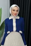 Damla Triko Etekli Takım Tesettür Lacivert