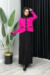 Damla Triko Etekli Takım Tesettür Fuşya