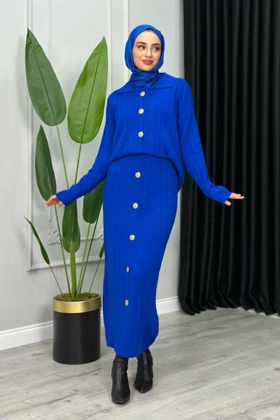 Suzi Etekli Takım Saks Mavisi