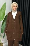 Selen Triko Takım Tesettür Kahverengi