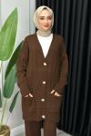 Selen Triko Takım Tesettür Kahverengi