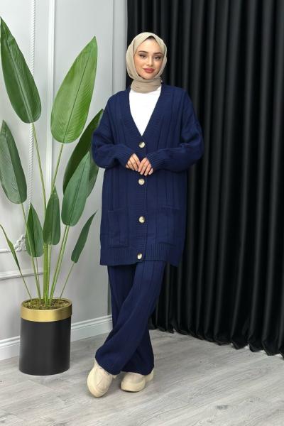 Selen Triko Takım Tesettür Lacivert